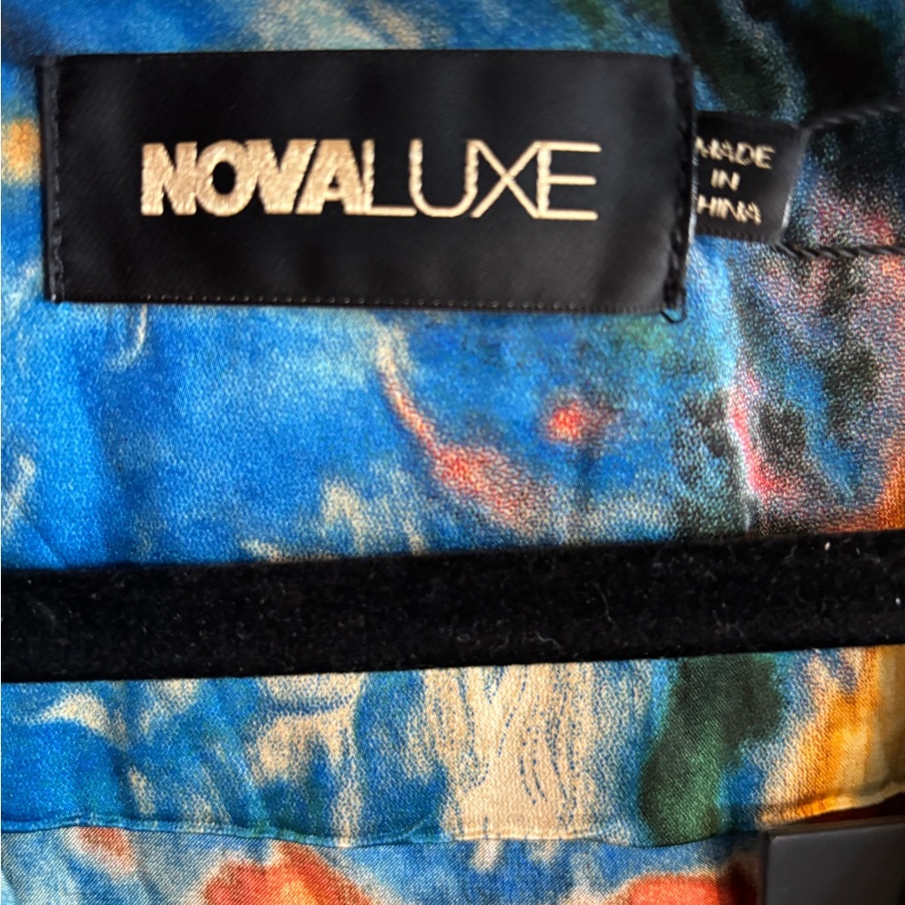 Fashion Nova Satin Midi Dress - Blue and Orange with pockets - Picture 4 of 9